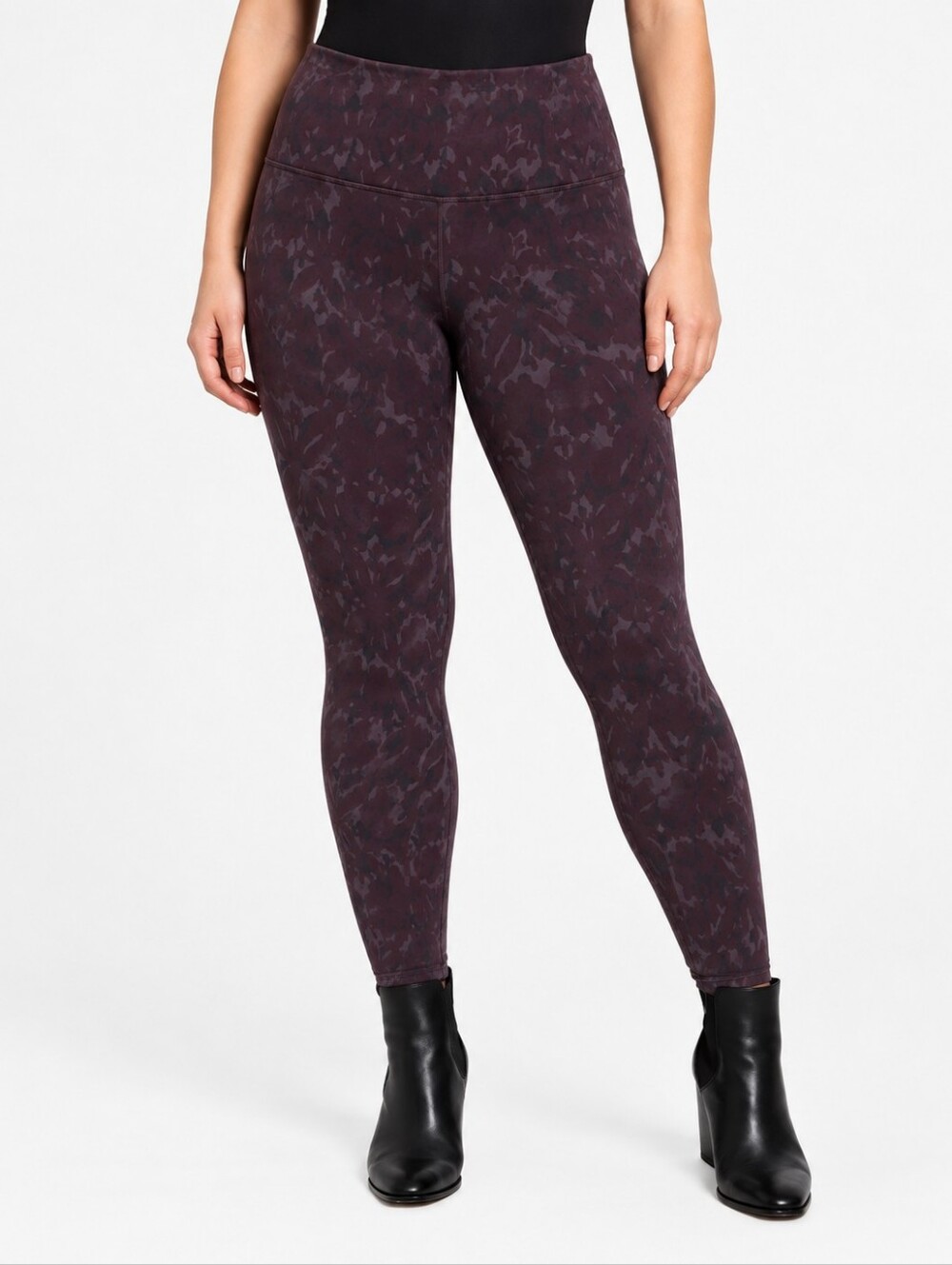 Lysse High Waist Denim Ankle Leggings L Burgundy Smoothing Skinny Dark Academia